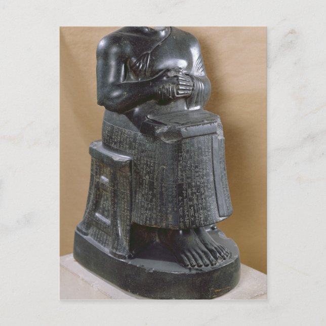 Kopflose Statue des Prinzen Gudea als Postkarte (Vorderseite)