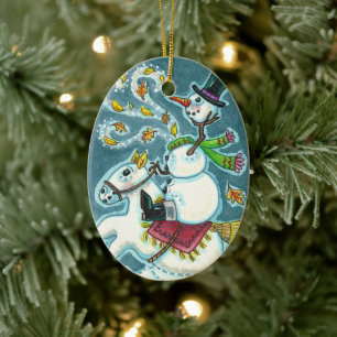 KOPFLOSER HORSEMAN SNOWMAN, XMAS HALLOWEEN SPASS, KERAMIK ORNAMENT