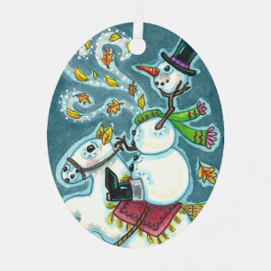 KOPFLOSER HORSEMAN SNOWMAN, XMAS HALLOWEEN SPASS, ORNAMENT AUS METALL