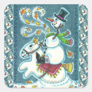 KOPFLOSER HORSEMAN SNOWMAN, XMAS HALLOWEEN SPASS, QUADRATISCHER AUFKLEBER