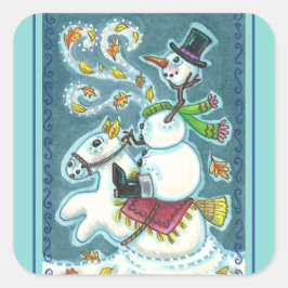 KOPFLOSER HORSEMAN SNOWMAN, XMAS HALLOWEEN SPASS, QUADRATISCHER AUFKLEBER