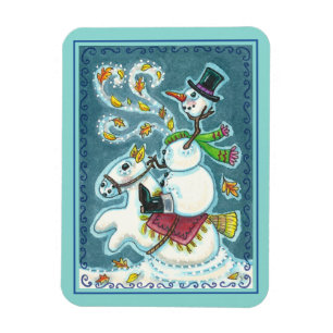 KOPFLOSER REITER SCHNEEmann, WEIHNACHTEN HALLOWEEN Magnet