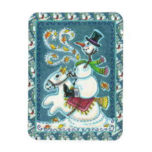 KOPFLOSER REITER SCHNEEmann, WEIHNACHTEN HALLOWEEN Magnet