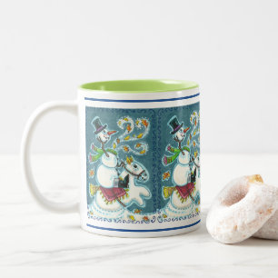 KOPFLOSER REITER SCHNEEMANN, WEIHNACHTEN HALLOWEEN ZWEIFARBIGE TASSE