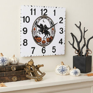 Kopfloser Reiter Sleepy Hollow Schwarzer Rabe Jack Quadratische Wanduhr