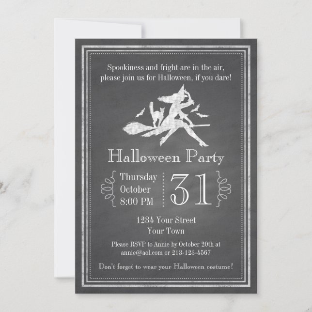 Kopfpappe Halloween-Hexe Einladung (Vorderseite)