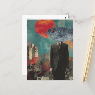 Kopfperson der Fische Surreal Postkarte