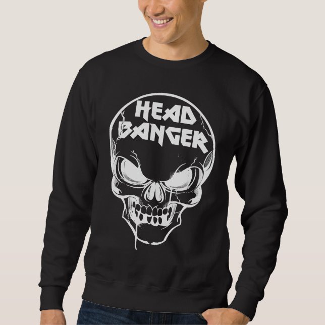 Kopfschläger Heavy Metal Rocker Dubstep Techno Rav Sweatshirt (Vorderseite)