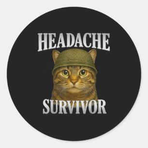 Kopfschmerzen Survivor Cat Meme Funny Kitten Gesch Runder Aufkleber