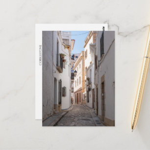 Kopfsteinpflasterstraße in Spanien – Vintage Europ Postkarte