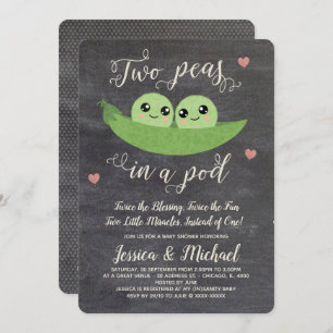 Kopftafel mit zwei Erbsen in einer Pod-Twins-Kinde Einladung