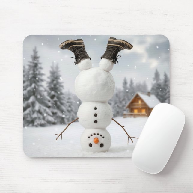 Kopfüberer Schneemann Mousepad (Mit Mouse)
