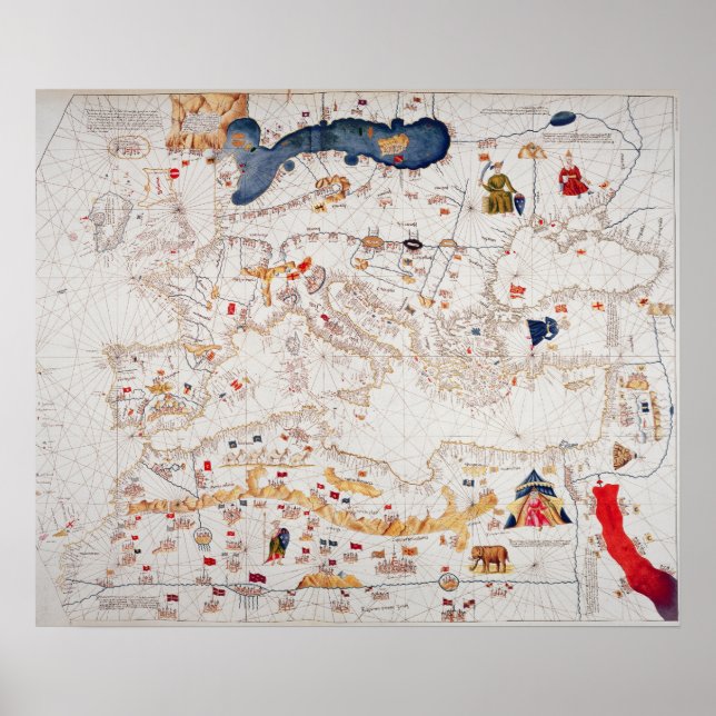 Kopie der katalanischen Karte Europas, Nordafrika Poster (Vorne)