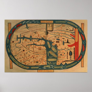 Kopie eines Beatus mappamundi aus dem 8. Jahrhunde Poster