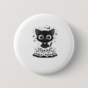 Kopie Katzen Skulls Creepy Niedlich Kitty Goth Bla Button