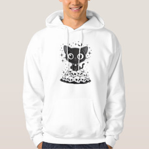 Kopie von Cat Skulls Creepy Cute Kitty Goth Black Hoodie