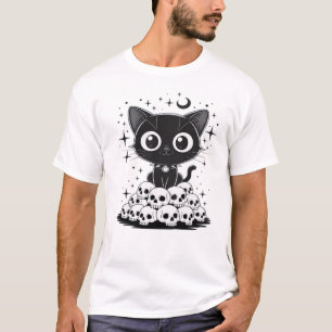 Kopie von Cat Skulls Creepy Cute Kitty Goth Black T-Shirt