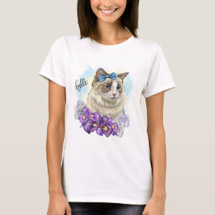 Kopie von Hand gezeichnete lustige süße Katze mit  T-Shirt