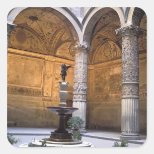 Kopie von Putto mit Dolphin von Andrea del Quadratischer Aufkleber