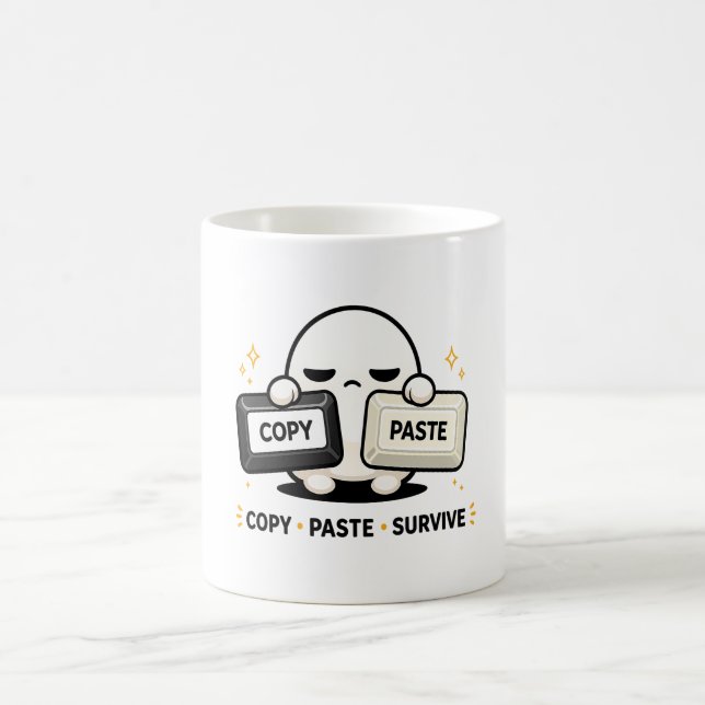 Kopieren Einfügen Überleben - Lustiger Tech Coding Kaffeetasse (Mittel)