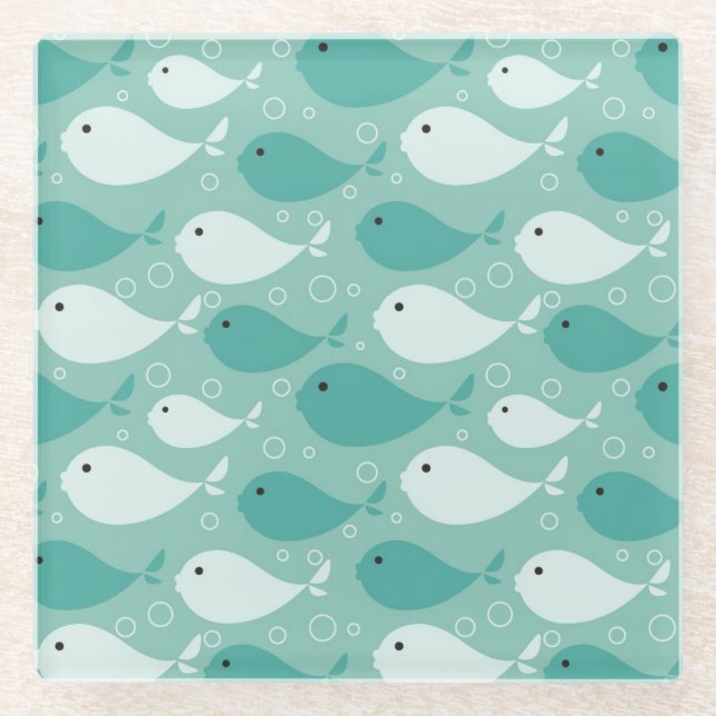 kopieren Sie mit Fischen 2 Glasuntersetzer (Vorderseite)