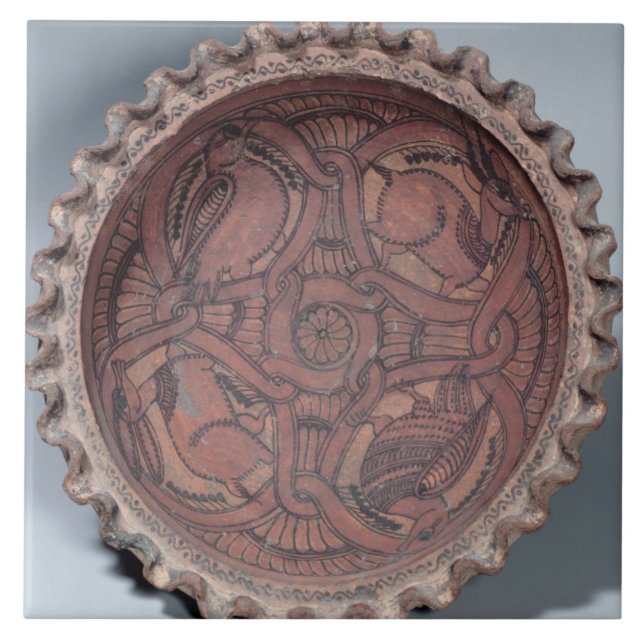 Koptische Schale, gemalte Terrakotta mit Fliese (Vorderseite)