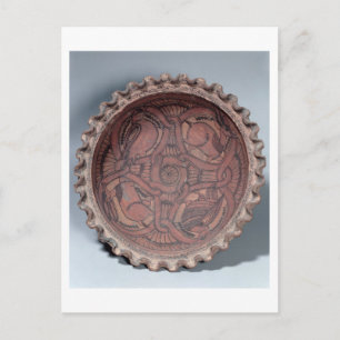 Koptische Tasse, bemalte Terrakotta mit Streifen, Postkarte