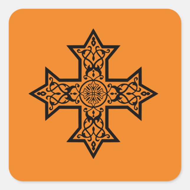 koptisches Kreuz Quadratischer Aufkleber (Vorderseite)