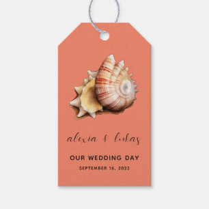 Koral mit Muschel "Unser Hochzeitstag" Geschenketi Geschenkanhänger