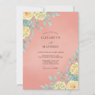 Korale Wildblumen-Hochzeit bemalt Einladung
