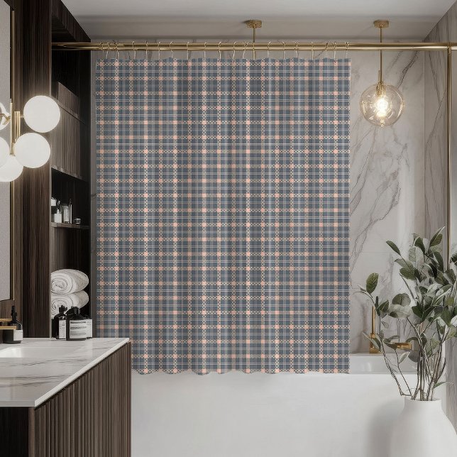 Koralgrau karierter Vorhang Moderne Note für das B (Coral Grey Plaid Curtain Modern Touch for Bath)