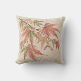 Koralle Ahornblätter Creme Botanische Aquarellmale Kissen