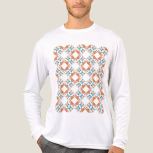 Koralle Blau Rost Südwest-Look Crisscross Fliesen Tri-Blend Shirt