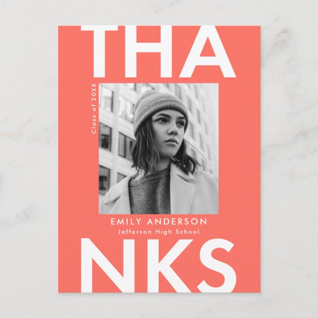 Koralle | Bold Foto Abschluss Vielen Dank Postkarte (Vorderseite)