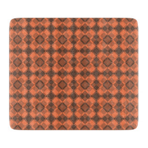 Koralle-Braun-Karo-Argyle-Muster Schneidebrett