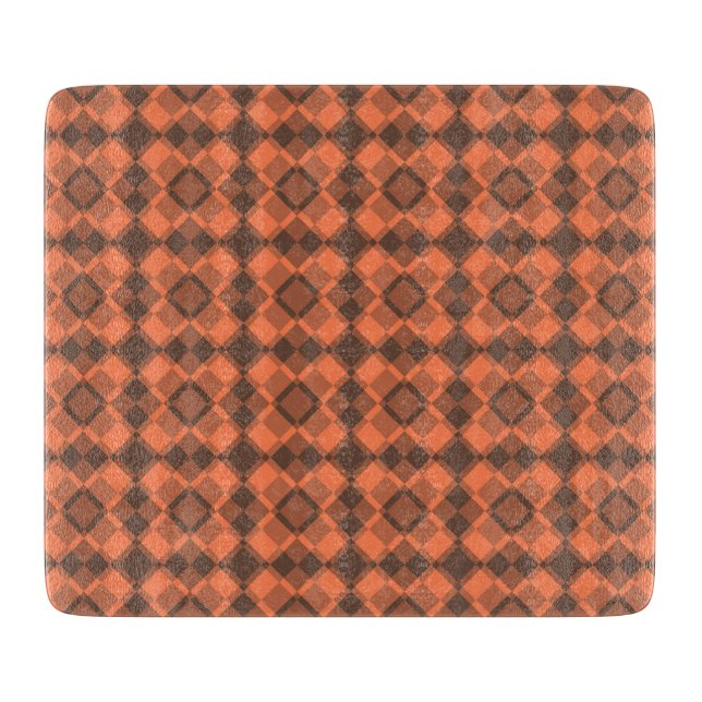 Koralle-Braun-Karo-Argyle-Muster Schneidebrett (Vorderseite)