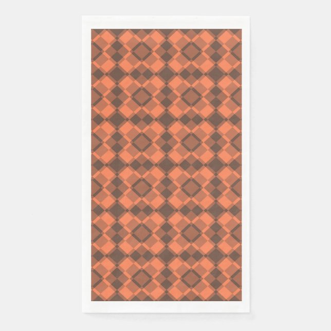 Koralle-Braun-Karo-Argyle-Muster Serviette (Vorderseite)