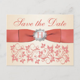 Koralle, Champagner Floral Save the Date Postkarte