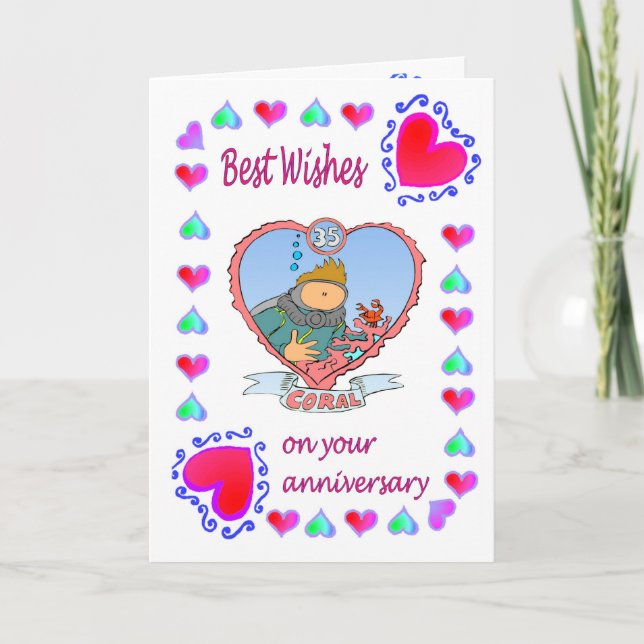 Koralle der Jahrestagskarte 35 Karte (Vorderseite)