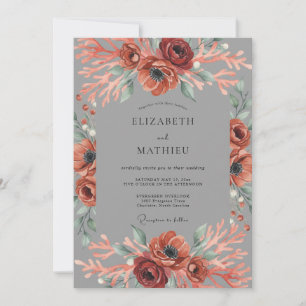 Koralle Ethereal Blossom Hochzeit Einladung