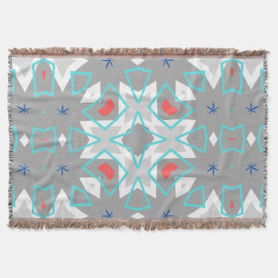 Koralle Grau Mandala-Muster   Geometrisch Floral B Decke