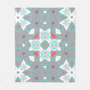 Koralle Grau Mandala-Muster Geometrisches Floral Fleecedecke