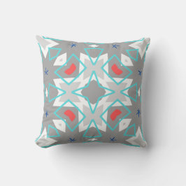 Koralle Grau Mandala-Muster | Geometrisches Floral Kissen