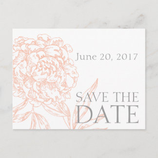 Koralle Graue Florale Vintage Save-the-Date-Karte Ankündigungspostkarte