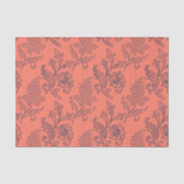 Koralle, Marine und Silver Vintag Floral Damask Seidenpapier
