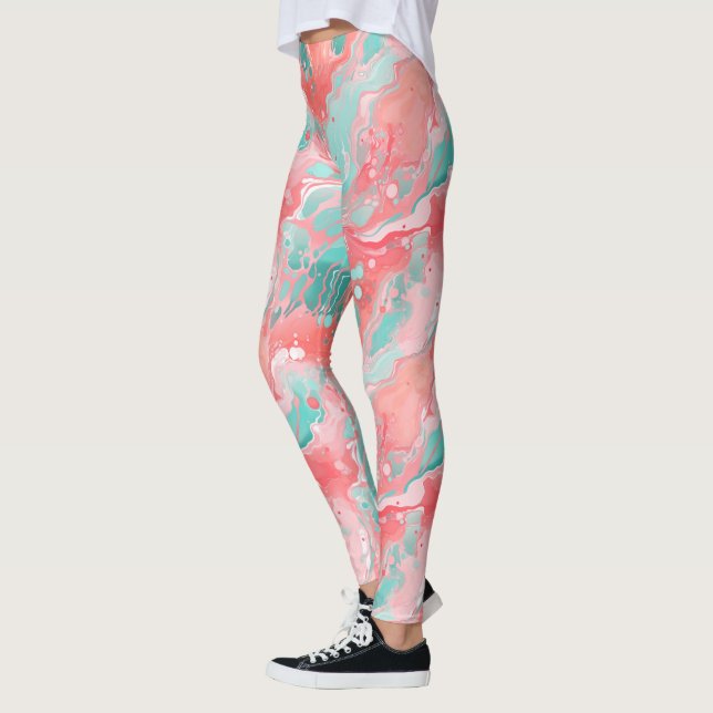 Koralle Minze Acryl Leggings (Links)