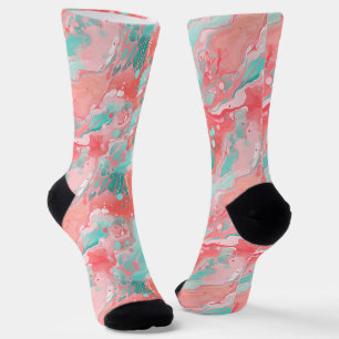 Koralle Minze Acryl Socken