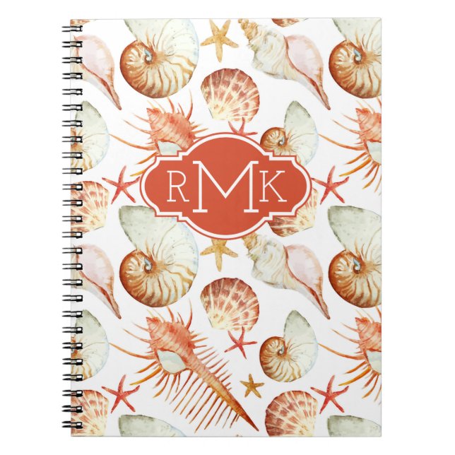 Koralle mit Monogramm des Muschel-u. Notizblock (Vorderseite)