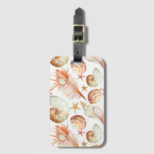 Koralle mit Muschel-und Krabben-Muster Gepäckanhänger