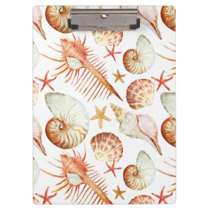 Koralle mit Muschel-und Krabben-Muster Klemmbrett